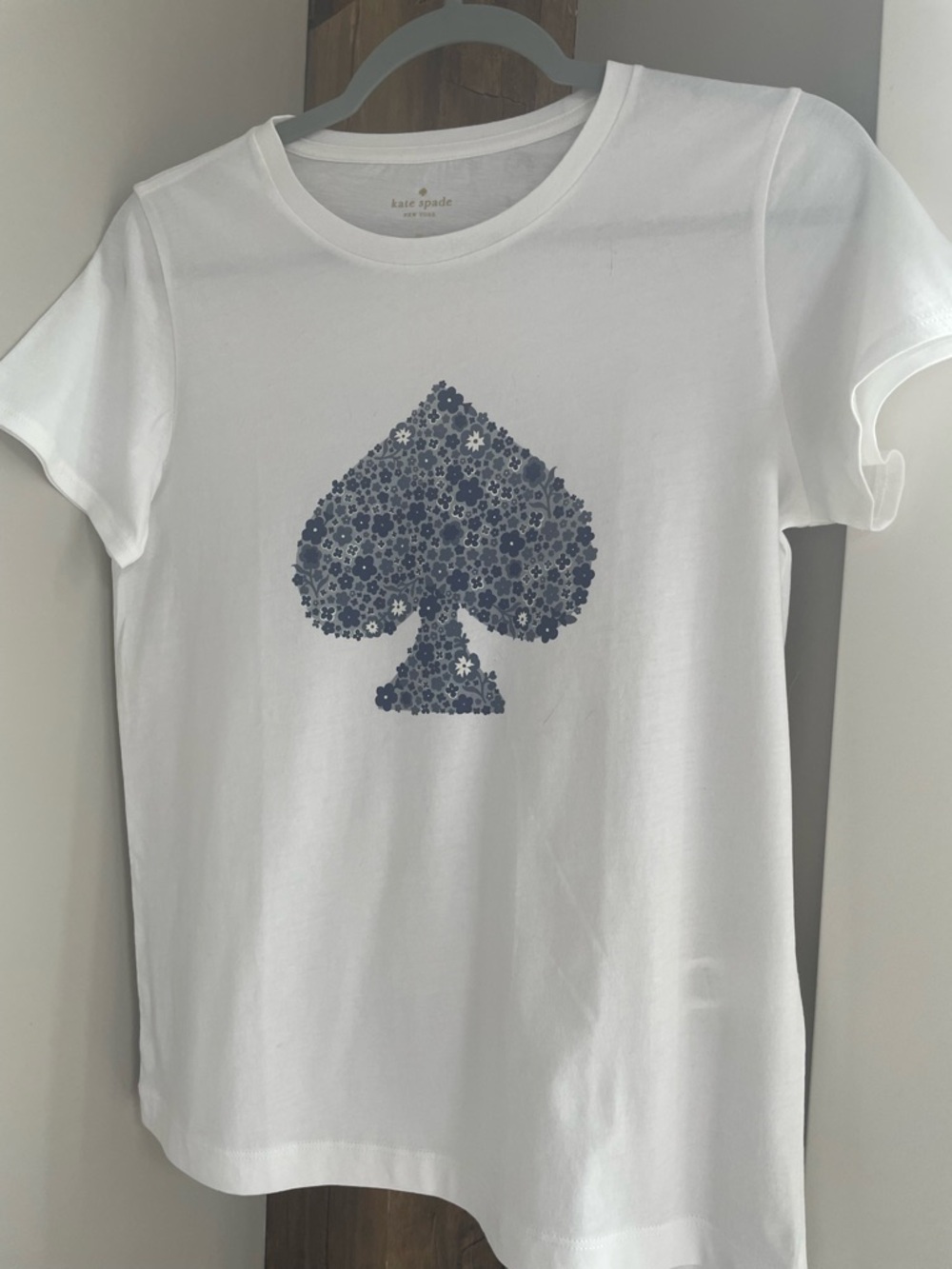 kate spade White Tee with Blue Floral Spade Motif